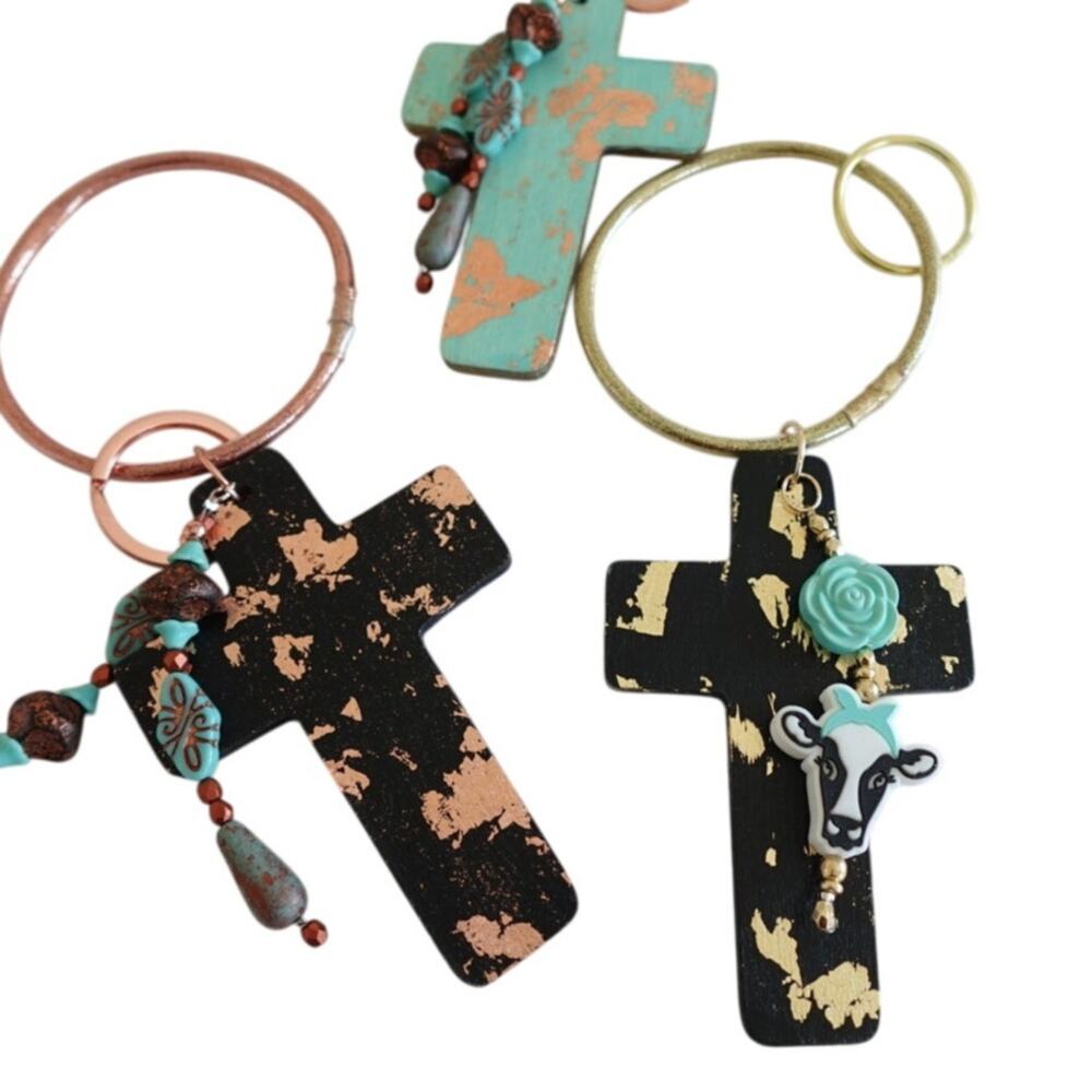 NEW Western / Cross /Cow/ Cowgirl/ Mountain Girl Keychains 3 for $25